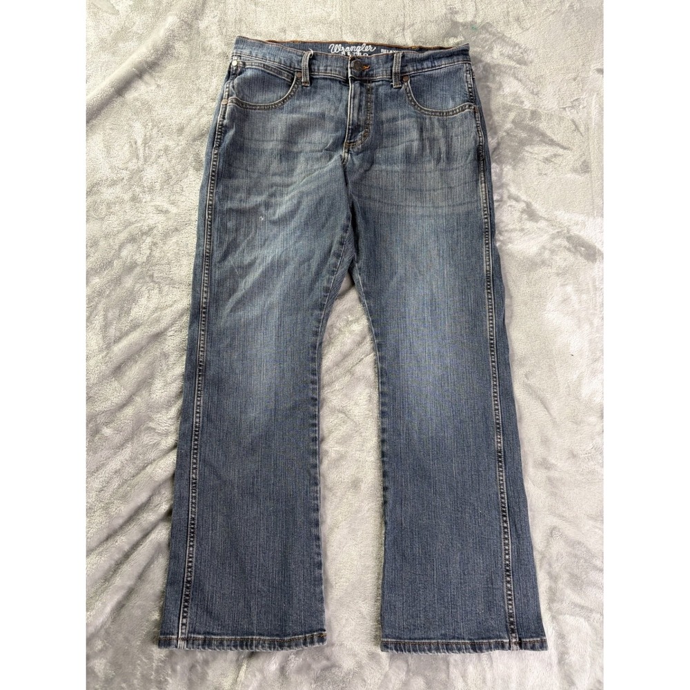 Wrangler Western Jeans Retro Relaxed Boot Mens 36x28 Blue Embroidered